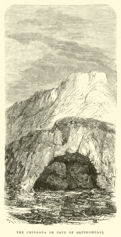 The Chingana or cave of Qquerohuasi by Edouard Riou